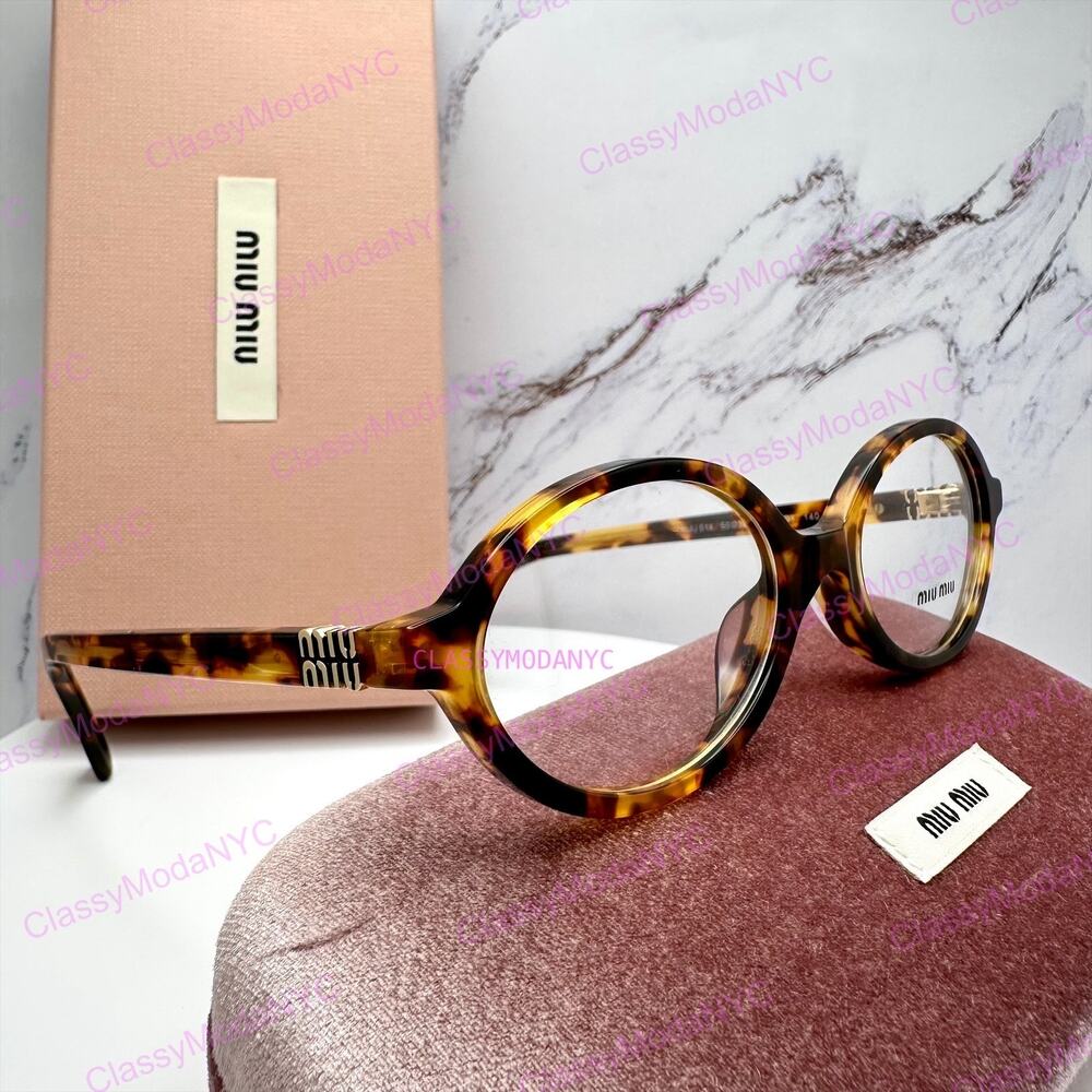 NEW MIU MIU Womens Eyeglasses Brown Oval Full Rim Frames 50-18mm Rx-able Womens